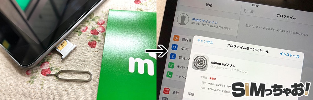 マイネオのSIMカードとiPadの初期設定の画像