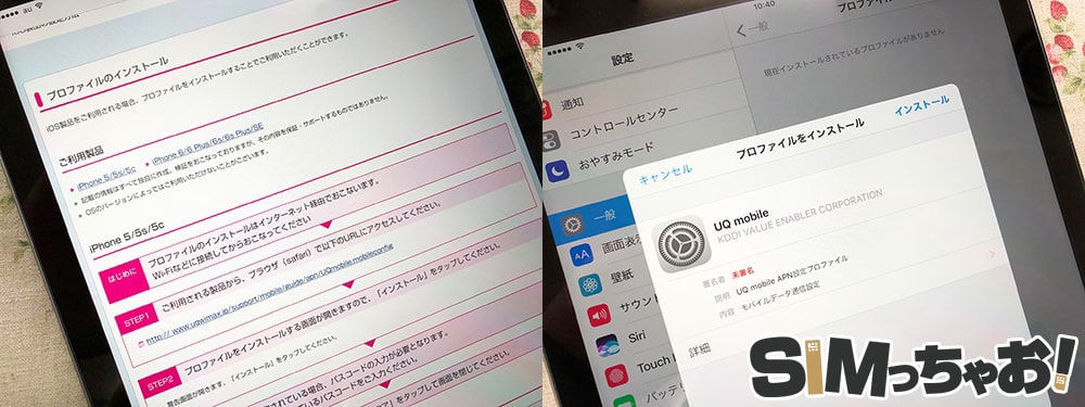 SIMフリー版iPadでuqモバイルのSIMカードを使った画像