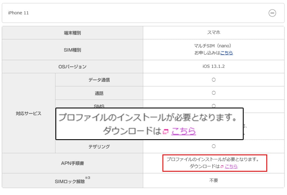 uqモバイルの動作確認端末一覧の画像