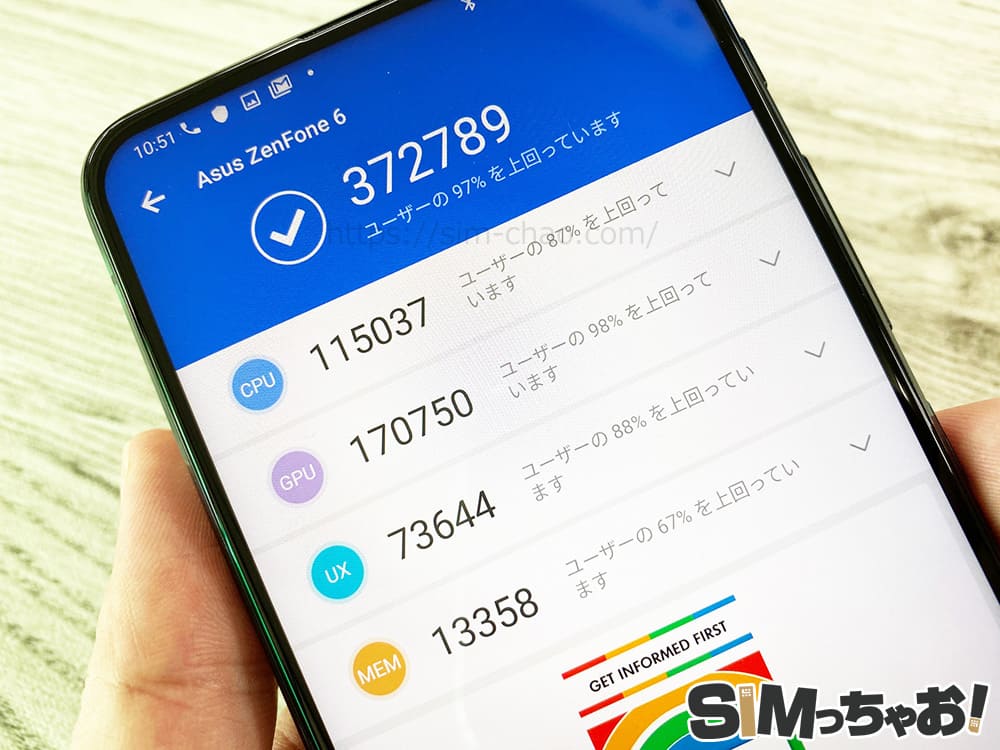 zenfone6のベンチマーク画像